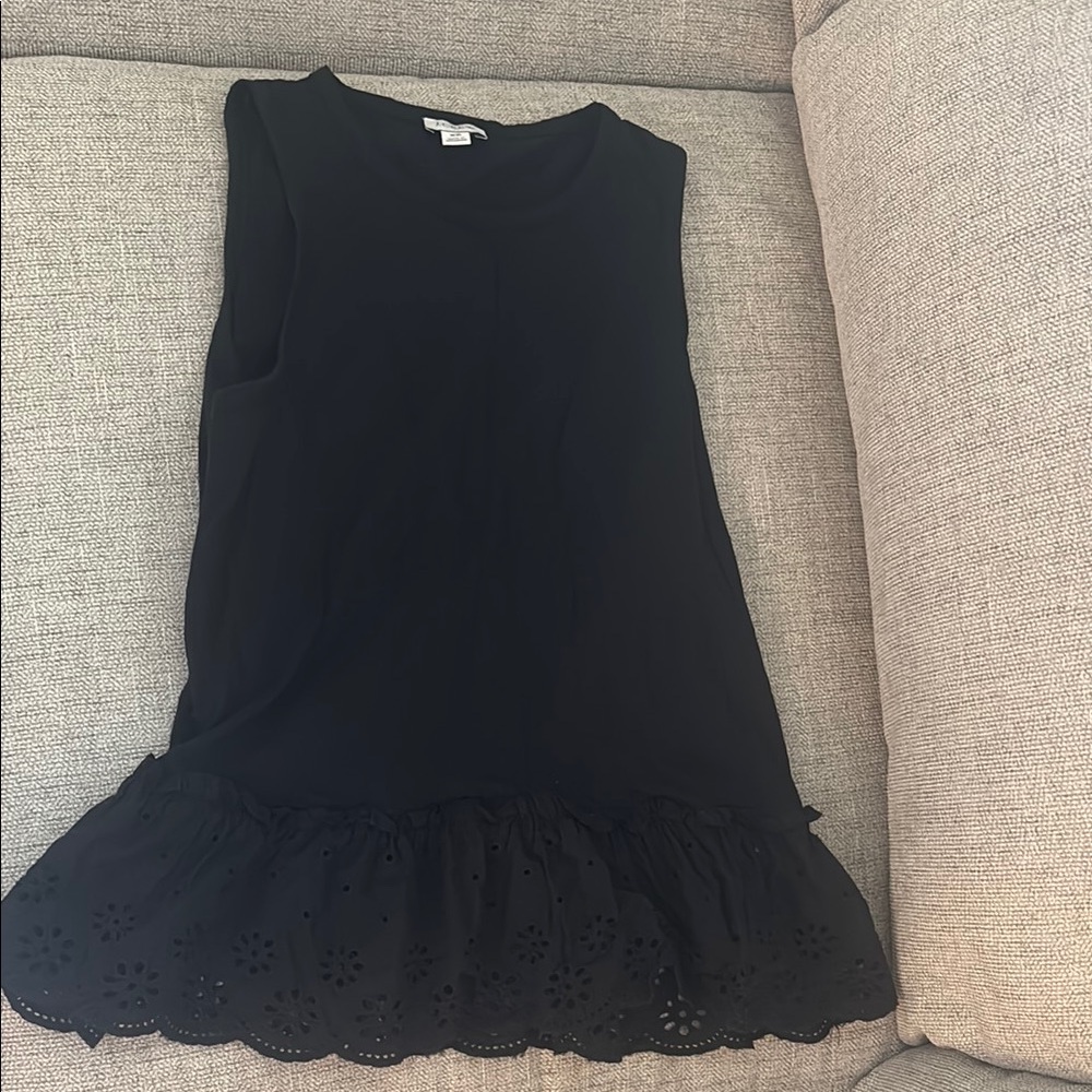 J. Crew Black Sleeveless Top with Eyelet Hem